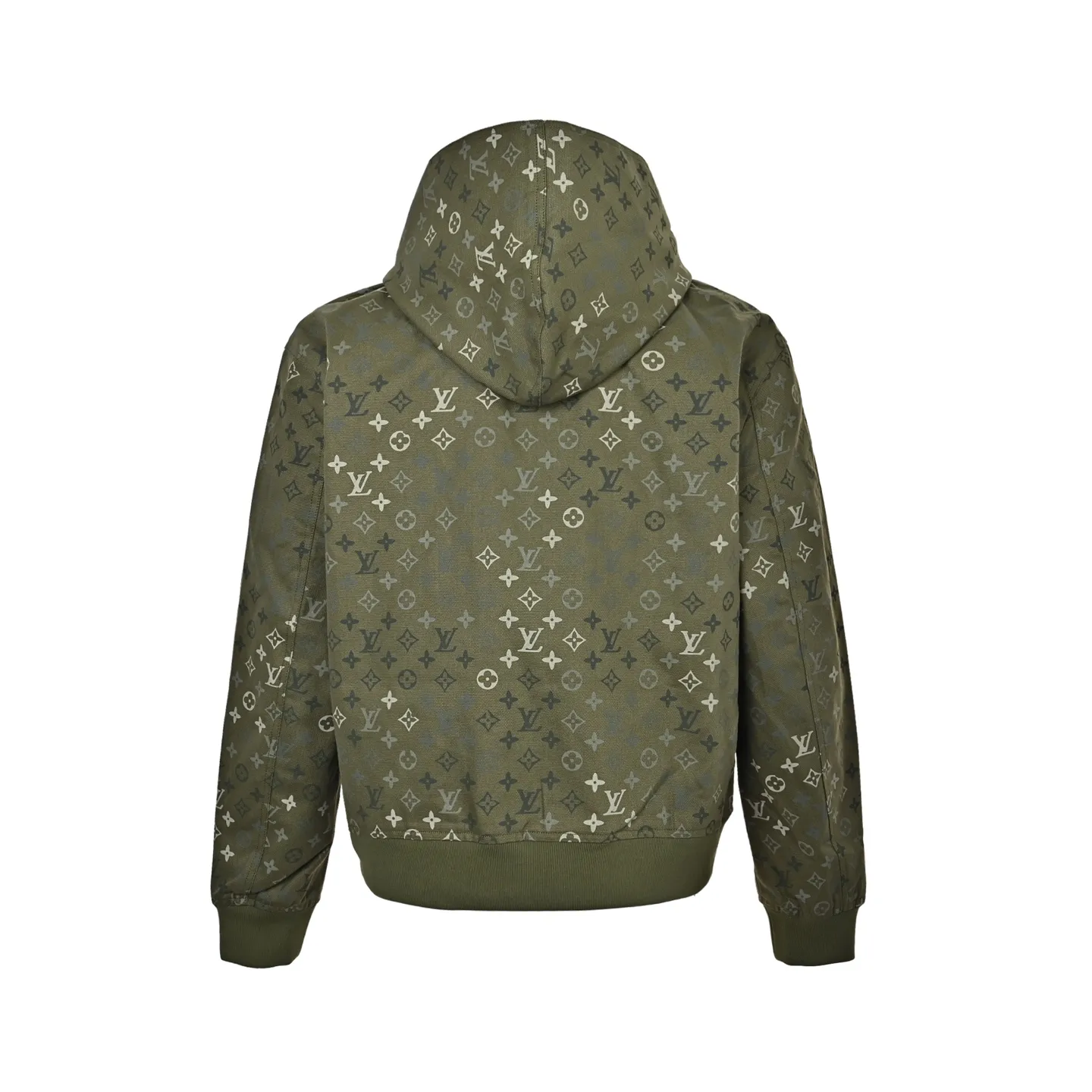 Louis Vuitton/Louis Vuitton Presbyopia printed army green zipper hooded jacket